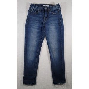 KanCan Mid-Rise Skinny Stretch Jeans Women's Size 5 / 26 Blue Denim Raw Hem